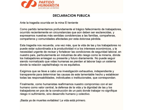 Declaración Pública PH ante la tragedia ocurrida en la mina El Teniente